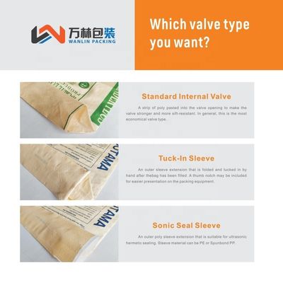 25 KG 40 KG 50 KG पीपी बुना सीमेंट बैग खाली पीपी वाल्व बैग ब्लॉक वाल्व के साथ तल