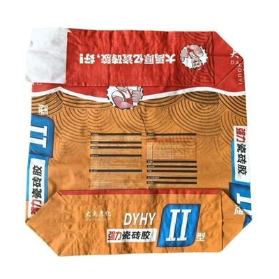 कस्टम सतह मुद्रण 2 प्लाई 80GSM पेपर सीमेंट बैग 1 प्लाई फिल्म मल्टी वॉल पेपर 20KG टाइल के लिए नमी का सबूत चिपकने वाला लंबे समय तक चलने वाला