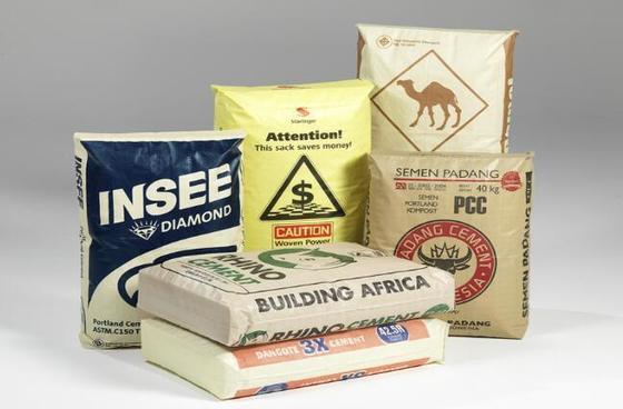 50 किलो वर्ग तल सीमेंट बैग के लिए बुना हुआ पॉलीप्रोपाइलीन लेमिनेटेड ट्यूबलर वाल्व बैग सतह मुद्रण 100% वर्जिन पॉलीप्रोपाइलीन