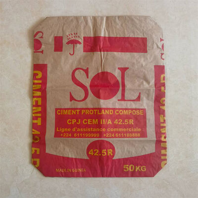 20kg 25kg 30kg 40kg मोर्टार के लिए ब्लॉक तल के साथ 2 परत 90GSM पेपर वाल्व बैग