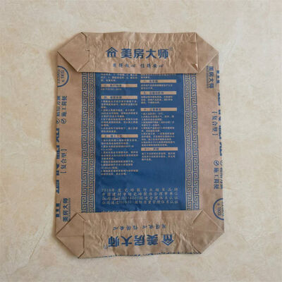 20kg 25kg 30kg 40kg मोर्टार के लिए ब्लॉक तल के साथ 2 परत 90GSM पेपर वाल्व बैग