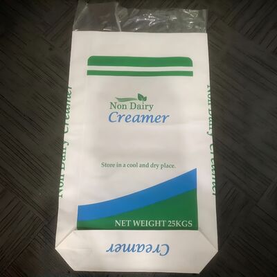 खाद्य ग्रेड पेपर ओपन माउथ बैग के लिए 25 किलोग्राम गैर डेयरी क्रीम के लिए ब्लॉक बॉटम