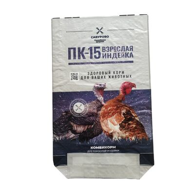 पशु फ़ीड बैग BOPP प्रिंटिंग ओपन टॉप सीवेड बॉटम वाटरप्रूफ पीपी वस्त्र बैग पशुधन फ़ीड के लिए